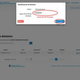 Atribuir o CUIT do novo proprietário do domínio