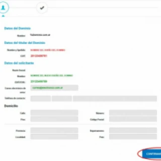 Informações completas de registro