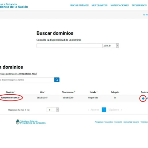 Localize o domínio e opte por transferi-lo