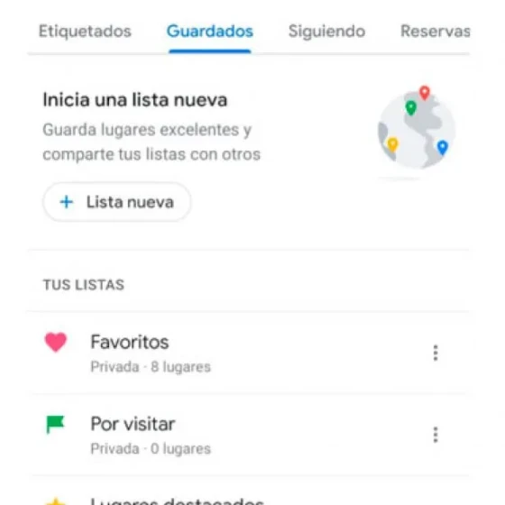 Sua lista de lugares