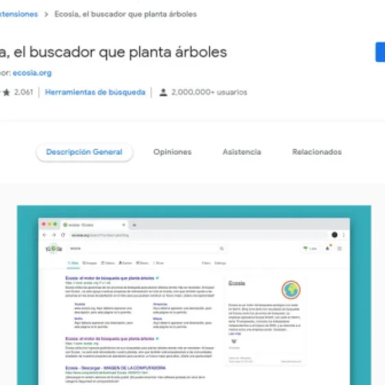 Baixe a extensão do Chrome para transformar Ecosia em seu mecanismo de busca de referência